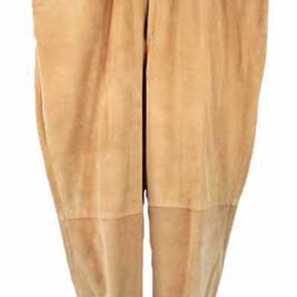 PANTS, SUEDE, IVORY, PLUS 24, FULLY LINED, FRONT ZIPPER, ONE POCKET, ADDITION - Picture 1 of 6